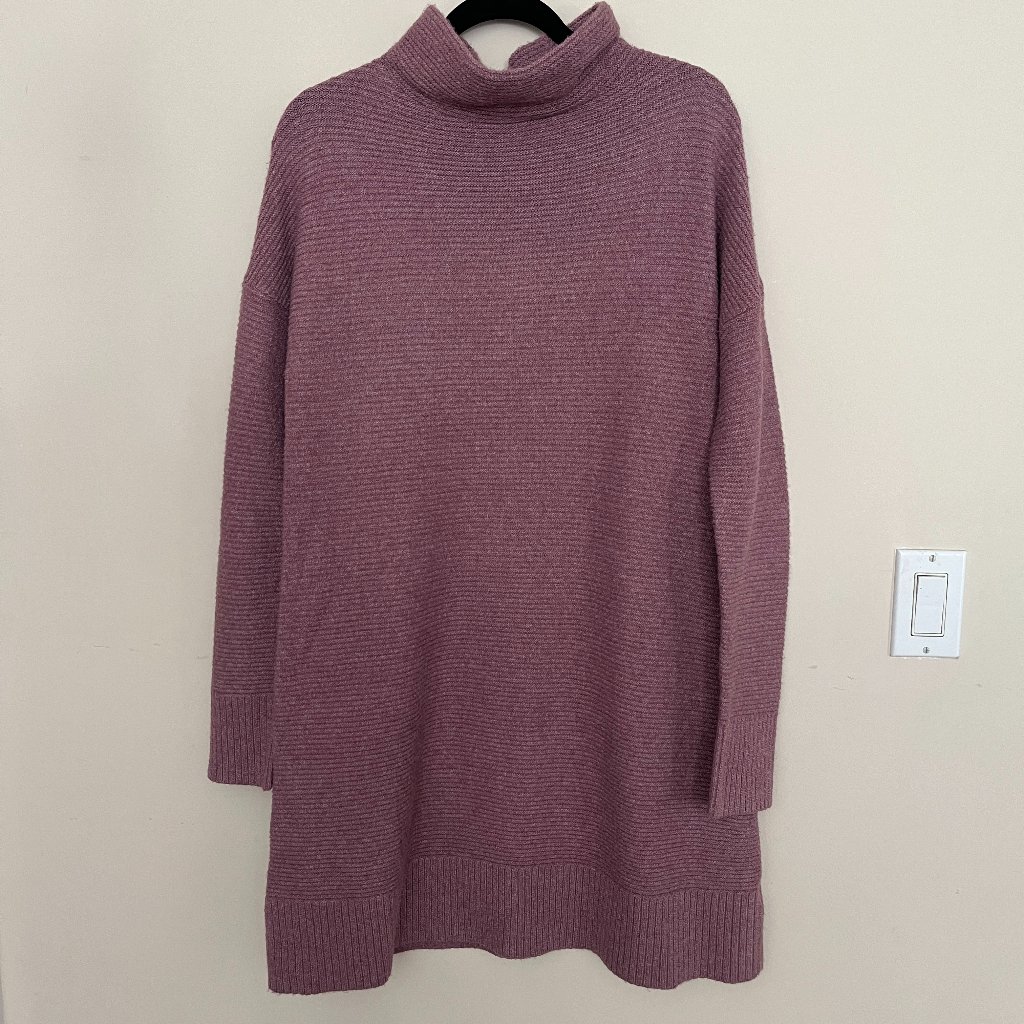 Upwest Women's Purple Mock Neck Modern Mock-Cowl Sweater Dress Cabincore Chic M — image 2 of 8